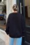 Black Enjoy Lace-Trimmed Women's Sweatshirt with Cotton Interior - 5