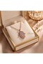Zircon Stone Rose Plated Fatma's Hand Steel Necklace - 4