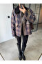 Velvet Collar Plaid Jacket - 0209 - 3