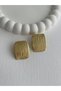 Steel Wavy Pattern Square Gold Earrings - 3
