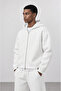 Men's Rubber Detailed Panda Oversize Zip Ecru - 2