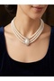 Women's 3 Row Majorca Pearl Drop Model Sparkling Stone Wedding Dress, Wedding and Evening Choker - 2