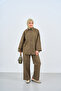 Women's Lace Button Detailed Shirt Collar Suit in Fat Green