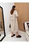 Women's Leather Collar Detailed Belted Trench Coat - 4