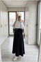 Women's Belted High Waist Crepe Fabric Flared Long Skirt - 3