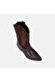Women's Bitter Brown Embroidered Leather Western Boots - 7
