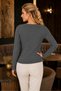Women's Wide Collar Long Sleeve Hair Braided Decorative Button Detailed Elegant Soft Comfortable Fit Daily Anthracite Knitwear Sweater - 3
