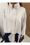 Women's Stand Collar Buttoned Oversize Shirt - 4