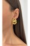 Steel Interlocking Ring Design Gold Earrings - 2