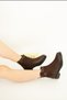 1411 Eren Shoes&Bag Genuine Leather Buckle Detailed Zippered Daily Elegant Comfortable Low Heeled Women's Boots Real Leather Brown - 6