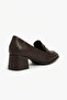 Pearl Women's Brown Genuine Leather Lined 5 cm Thick Heeled Loafer Shoes - 6