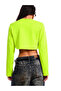 Women's Long Sleeve Double Zipper Neon Crew Neck Crop Sweatshirt - 5