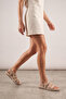 Women's Genuine Leather Flip Flops Casual Sandals Rotela Beige Suede S - 7