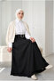 Women's Belted High Waist Crepe Fabric Flared Long Skirt - 2
