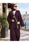 Gold Brooch Detailed Kimono Pants Double Set - 2