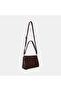 Women's Bitter Brown Metal Logo Detailed Suede Textured Shoulder Bag - 3