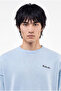 Men's Crew Neck Back Patterned Oversize Knitwear Baby Blue - 3