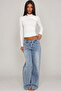 Cross-over collar long sleeve blouse - 4