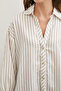 V-Neck Striped Shirt Beige - 5