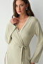 Zalure women's soft and flexible fabric waist-tied short khaki kimono - 2
