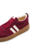 Plum Burgundy Suede Women's Sports Shoes Retro Sneaker with Stitched Sole - 3