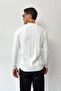 Men's Polo Collar Half Zipper Striped Knit Sweater White - 27008 - 3