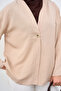 Women's V-Neck Single Button Cardigan Stone - 5