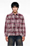 Men's Plaid Long Sleeve Oversize Shirt Claret Red