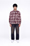 Men's Plaid Long Sleeve Oversize Shirt Claret Red - 4