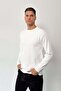 Men's Crew Neck Ribbed Knit Sweater White - 27012