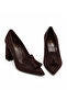 Genuine Suede Women's Heeled Shoes 381 Brown Suede - 4