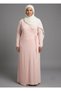 Double-Breasted, Inside-Out Tie-Up Collar, Piping Detailed Powder Prayer Dress