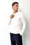Men's Polo Collar Buttoned Hair Knit Pattern Knitwear Sweater White - 26501 - 6