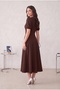 Watermelon Sleeves Brown Midi Length Evening Dress with Stone Accessories Graduation Dress - 5
