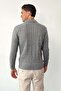 Men's Polo Collar Buttoned Hair Knit Pattern Knitwear Sweater Gray - 26501 - 3