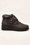 Daria Brown Rustic Women's Comfortable Mother's Shoes with Fur Inside and Velcro Straps - 3