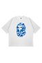 Unisex Women's Men's Bape Ocean Blue Patterned Design Printed Oversize Thick Fabric Relaxed Fit T-Shirt - 3