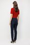 Women's Skinny Leg Trousers with Metal Accessories Navy Blue - 4