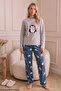 Gray Embroidered Top and Bottom Fleece Winter Knitted Pajama Set 26222126 - 2