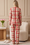 Red Plaid Patterned Embroidered Bottom-Top Fleece Winter Knitted Pajama Set 26222133 - 3
