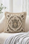 Leopard Figured Ethnic Geometric Patterned Fringed-Tasseled Throw Pillow Cover - 2