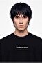 Men's Ethnic Sword Printed Oversize Long Sleeve T-Shirt Black - 3