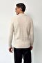 Men's Polo Collar Buttoned Hair Knit Pattern Knitwear Sweater Stone - 26501 - 3