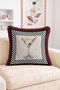 Martini Cocktail Glass and Checkered Frame Pattern Fringe-Tassel Throw Pillow Cover