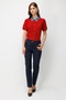 Women's Skinny Leg Trousers with Metal Accessories Navy Blue - 2