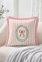 Vintage Oval Framed Bowknot Medallion and Pink Striped Fringe-Tassel Decorative Throw Pillow Cover - 2