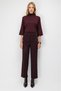 Women's Wide Leg Pants with Side Pockets, Plum Color - 2