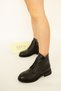 1415 Eren Shoes&Bag Genuine Leather Lace-Up-Zipper Daily Comfortable Rubber Sole Women's Boots Real Leather Black - 6