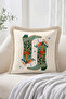 Christmas Themed Boot and Ribbon Patterned Fringed-Tasseled Throw Pillow Cover