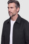 Black Classic Collar Men's Zippered Coat - 3